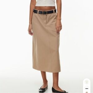 Aritzia Sunday Best Miko Camel Tan Midi Skirt